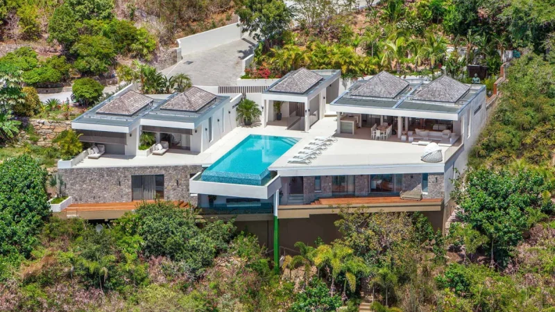 St. Barts villa terrace with panoramic views