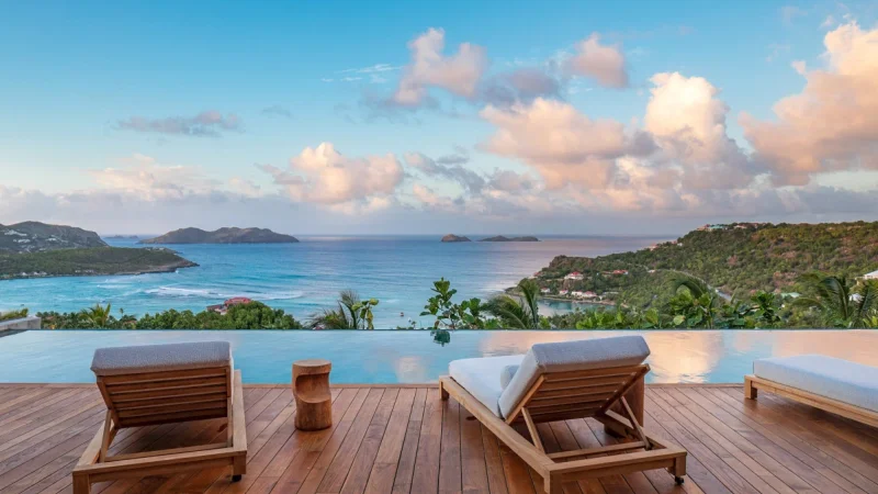 Hillside villa overlooking Caribbean waters